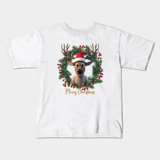 Santa reindeer christmas Kids T-Shirt